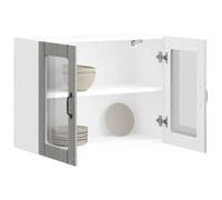 vidaXL Armoire murale de cuisine avec porte vitrée ""Lucca"" Bois d'ingénierie Sonoma gris 853853