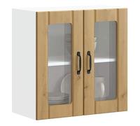 vidaXL Armoire murale de cuisine Lucca – porte vitrée, chêne artisanal, bois d'ingénierie