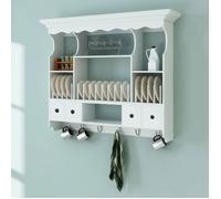vidaXL Armoire murale de cuisine 241372 Bois blanc – Étagère de rangement pour épices, crochets