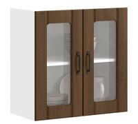 vidaXL Armoire murale de cuisine et porte en verre Lucca chêne marron