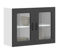 vidaXL Armoire murale de cuisine avec porte en verre Kalmar noir, meuble mural de cuisine, armoires murales avec portes, 853608