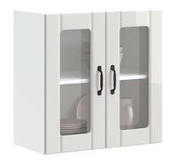 vidaXL Armoire Murale de Cuisine avec Porte vitrée Lucca Bois d'ingénierie Blanc Brillant