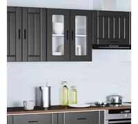 vidaXL Armoire Murale de Cuisine avec Porte en Verre Porto Noir