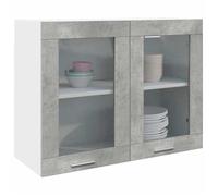 vidaXL Armoire murale Lyon – Gris béton, 80×31×60 cm, meuble suspendu, Bois d’ingénierie & Verre