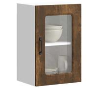 Armoire murale de cuisine avec porte vitrée "Kalmar" Chêne fumé Bois d'ingénierie 853532