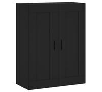 vidaXL Armoire murale 69,5x34x90 cm, 3 compartiments, poignées, bois d'ingénierie, Noir