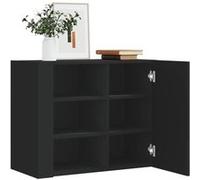 vidaXL Armoire Murale Noir 75x35x60 cm Bois d'ingénierie, Armoire Suspendue, Placard Mural, Armoire de Salle de Bain Murale, Armoire Flottante