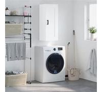 vidaXL Armoire Murale, Placard Suspendu avec 3 Compartiments et Poignées, Meuble Flottant avec Rangement Salon Chambre, Blanc Bois d'Ingénierie Blanc G