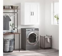 vidaXL Armoire Murale, Placard Suspendu avec 3 Compartiments et Poignées, Meuble Flottant avec Rangement Salon Chambre, Blanc Bois d'Ingénierie Blanc G