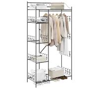 vidaXL Armoire ouverte 101x43x188 cm Noir en acier – 5 étagères, rails suspendus