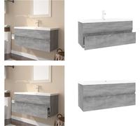 vidaXL Armoire pour lavabo avec vasque encastrée Gris Sonoma Matériau dérivé du bois - Armoire pour lavabo avec vasque - Armoire inférieure pour lavabo - Sous-armoire pour lavabo