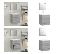 vidaXL Armoire pour lavabo avec vasque encastrée Gris Sonoma Matériau dérivé du bois - Armoire pour lavabo avec vasque - Armoire inférieure pour lavabo - Sous-armoire pour lavabo