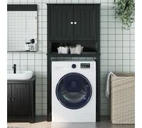 vidaXL Armoire pour Machine à Laver, Armoire à Lave-linge avec 2 Portes et 3 Étagères, Meuble à Laver Salle de Bain, Moderne, Noir Bois Massif 358557 Noir G