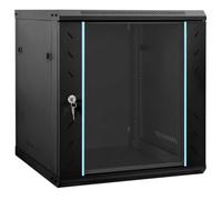 vidaXL Armoire réseau avec Stockage Noir 60 x 45 x 65 cm Acier, Solutions de Rangement Bureau, Armoire Solide, Technologie Murale, Serveur Industriel, Organisateur électronique