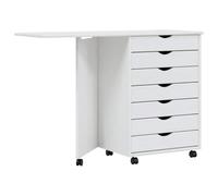 Armoire roulante avec bureau MOSS blanc bois de pin solide