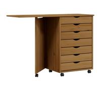 vidaXL Armoire roulante avec bureau MOSS – Bois de pin Marron miel