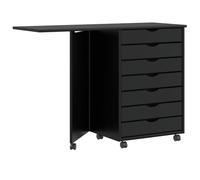 vidaXL Armoire roulante avec bureau MOSS – bois de pin solide noir