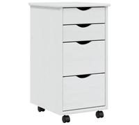 vidaXL Armoire roulante MOSS à tiroirs – blanc, bois de pin solide