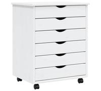 vidaXL Armoire roulante à tiroirs MOSS – Bois de pin solide blanc