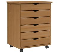 vidaXL Armoire roulante MOSS avec tiroirs en bois de pin marron miel