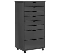 vidaXL Armoire roulante avec tiroirs MOSS gris bois de pin solide