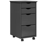 vidaXL Armoire roulante avec tiroirs MOSS gris bois de pin solide, commode, armoire à tiroirs, armoire de rangement bureau, classeur