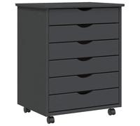 vidaXL Armoire roulante avec tiroirs MOSS – gris, bois de pin solide