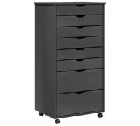 vidaXL Armoire roulante avec tiroirs MOSS – gris, bois de pin solide
