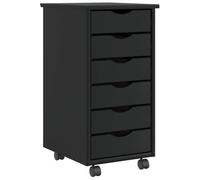 vidaXL Armoire roulante avec tiroirs MOSS noir bois de pin solide
