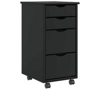 vidaXL Armoire roulante Moss avec tiroirs Noir en bois de pin solide