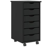 vidaXL Armoire roulante avec tiroirs MOSS noir bois de pin solide