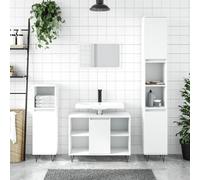 vidaXL Armoire de Salle de Bain, Colonne avec 2 Compartiments et Étagère, Meuble de Rangement avec Pieds Toilette, Moderne, Blanc Bois d'Ingénierie