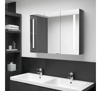 vidaXL Badkamerkast met spiegel en LED 89x14x62 cm glanzend grijs326528 Gris G