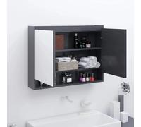 vidaXL Armoire à miroir de salle de bain 80x15x60 cm MDF Gris