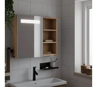 vidaXL Armoire salle de bain miroir LED - Chêne