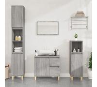 vidaXL Armoire de Salle de Bain, Colonne avec Compartiments et Pieds, Meuble de Rangement Toilette Maison, Scandinave, Sonoma Gris Bois d'Ingénierie