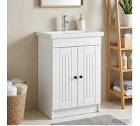 vidaXL Armoire sous évier de salle de bain Blanc 56 x 37,5 x 81 cm