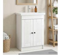 vidaXL Armoire sous évier de salle de bain Blanc brillant 890038