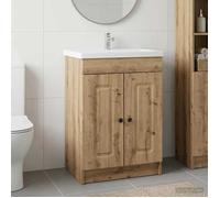 vidaXL Armoire sous évier de salle de bain Chêne artisanal 890013