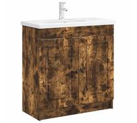 vidaXL Armoire sous évier de Salle de Bain Chêne fumé, Rangement de Salle de Bain, Meuble Moderne, Espace généreux, Cabinet sous évier, Organisateur Malin