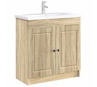 vidaXL Armoire sous évier de Salle de Bain Chêne Sonoma, Rangement de Salle de Bain, Meuble Moderne, Espace généreux, Cabinet sous évier, Organisateur Malin