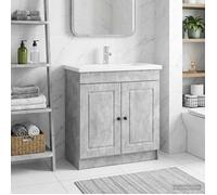 vidaXL Armoire sous évier de salle de bain Gris béton 890067