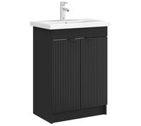 vidaXL Armoire sous évier de Salle de Bain Noir 78,5 x 37,5 x 81 cm, Meuble de Salle de Bain, Design Moderne, Rangement Pratique, sous l'évier, pièce stylée pour l'organisation de la Maison