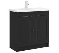 vidaXL Armoire sous évier de Salle de Bain Noir 78,5 x 37,5 x 81 cm, Rangement de Salle de Bain, Meuble Moderne, Espace généreux, Cabinet sous évier, Organisateur Malin