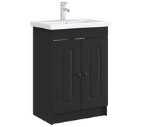 vidaXL Armoire sous évier de Salle de Bain Noir 78,5 x 37,5 x 81 cm, Rangement généreux, Meuble de Salle de Bain Moderne, sous évier, Bois Technique, Design Contemporain, Gain de Place