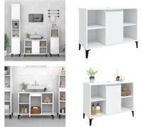 vidaXL Armoire sous lavabo blanc 80x33x60 cm Bois composite - Armoire sous lavabo - Armoire sous lavabo - Armoire de salle de bain - Sous-armoire de lavabo