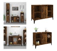 vidaXL Armoire sous lavabo chêne fumé 80x33x60 cm Bois composite - Armoire sous lavabo - Armoire sous lavabo - Armoire de salle de bain - Armoire sous lavabo