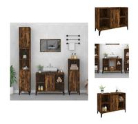 vidaXL Armoire sous lavabo chêne fumé 80x33x60 cm Bois composite - lavabos de salle de bains