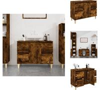 vidaXL Armoire sous lavabo chêne fumé 80x33x60 cm Bois composite - lavabos de salle de bains