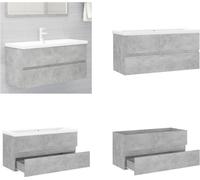 vidaXL Armoire sous lavabo encastré Béton gris Bois composite - Armoire sous lavabo Avec lavabo - Armoires sous lavabo Avec lavabo - Armoire sous lavabo - Armoires sous lavabo